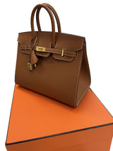 Hermes Birkin 25 Sellier Gold Epsom Leather With Gold Hardware W Stamp Handbag