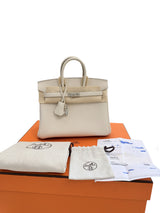 Hermès Birkin 25 Craie Togo Leather With Palladium Hardware Handbag