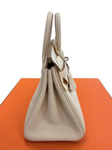 Hermès Birkin 25 Craie Togo Leather With Palladium Hardware Handbag