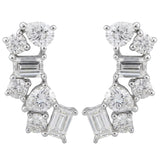 3.50 CTW Natural Round Pear & Emerald Cut Diamond Cluster Hoop Earrings 18K Gold