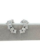 3.50 CTW Natural Round Pear & Emerald Cut Diamond Cluster Hoop Earrings 18K Gold