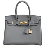Hermès Birkin 30 Gris Meyer Togo Leather With Gold Hardware Handbag