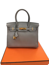 Hermès Birkin 30 Gris Meyer Togo Leather With Gold Hardware Handbag