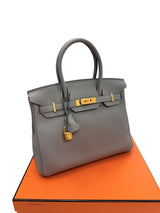 Hermès Birkin 30 Gris Meyer Togo Leather With Gold Hardware Handbag
