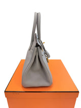 Hermès Birkin 30 Gris Meyer Togo Leather With Gold Hardware Handbag