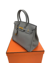 Hermès Birkin 30 Gris Meyer Togo Leather With Gold Hardware Handbag
