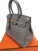 Hermès Birkin 30 Gris Meyer Togo Leather With Gold Hardware Handbag