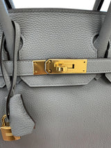 Hermès Birkin 30 Gris Meyer Togo Leather With Gold Hardware Handbag