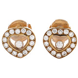 Chopard Happy Diamonds Heart Earrings with Floating Diamond 18K Yellow Gold