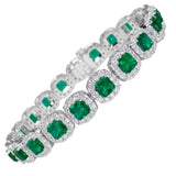 5.70 CT Emerald / 6.26 CT Diamonds Colombian Bracelet 18K White Gold 6.5 Inches
