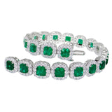 5.70 CT Emerald / 6.26 CT Diamonds Colombian Bracelet 18K White Gold 6.5 Inches