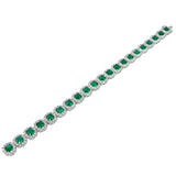 5.70 CT Emerald / 6.26 CT Diamonds Colombian Bracelet 18K White Gold 6.5 Inches