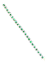 5.70 CT Emerald / 6.26 CT Diamonds Colombian Bracelet 18K White Gold 6.5 Inches