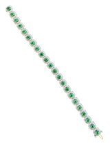 5.70 CT Emerald / 6.26 CT Diamonds Colombian Bracelet 18K White Gold 6.5 Inches