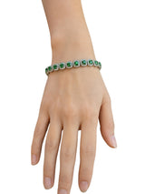 5.70 CT Emerald / 6.26 CT Diamonds Colombian Bracelet 18K White Gold 6.5 Inches