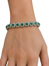 5.70 CT Emerald / 6.26 CT Diamonds Colombian Bracelet 18K White Gold 6.5 Inches