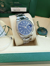 Rolex Datejust 36mm Stainless Steel Domed Bezel Oyster Blue Dial Watch 126200
