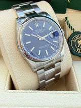 Rolex Datejust 36mm Stainless Steel Domed Bezel Oyster Blue Dial Watch 126200