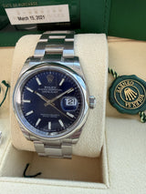 Rolex Datejust 36mm Stainless Steel Domed Bezel Oyster Blue Dial Watch 126200