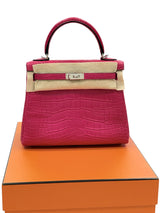 Hermès Kelly Retourne 25 Framboise Matte Alligator Leather Palladium Hardware