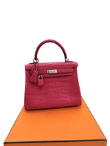 Hermès Kelly Retourne 25 Framboise Matte Alligator Leather Palladium Hardware