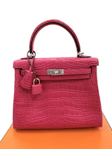 Hermès Kelly Retourne 25 Framboise Matte Alligator Leather Palladium Hardware