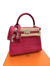 Hermès Kelly Retourne 25 Framboise Matte Alligator Leather Palladium Hardware