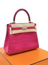 Hermès Kelly Retourne 25 Framboise Matte Alligator Leather Palladium Hardware