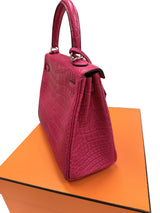 Hermès Kelly Retourne 25 Framboise Matte Alligator Leather Palladium Hardware