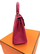 Hermès Kelly Retourne 25 Framboise Matte Alligator Leather Palladium Hardware