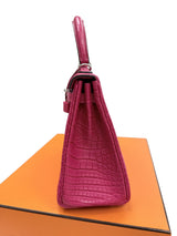 Hermès Kelly Retourne 25 Framboise Matte Alligator Leather Palladium Hardware