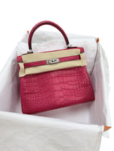 Hermès Kelly Retourne 25 Framboise Matte Alligator Leather Palladium Hardware