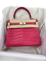 Hermès Kelly Retourne 25 Framboise Matte Alligator Leather Palladium Hardware