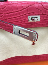 Hermès Kelly Retourne 25 Framboise Matte Alligator Leather Palladium Hardware