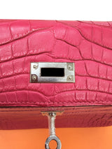 Hermès Kelly Retourne 25 Framboise Matte Alligator Leather Palladium Hardware