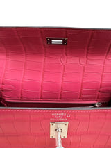 Hermès Kelly Retourne 25 Framboise Matte Alligator Leather Palladium Hardware