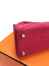 Hermès Kelly Retourne 25 Framboise Matte Alligator Leather Palladium Hardware