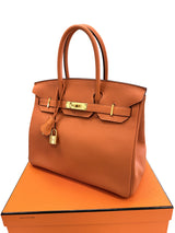 Hermès Birkin 30 Orange Togo Leather With Gold Hardware