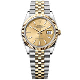 Rolex Datejust 36mm Yellow Gold Steel Champagne Index Dial Jubilee Watch 126233