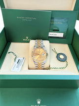 Rolex Datejust 36mm Yellow Gold Steel Champagne Index Dial Jubilee Watch 126233