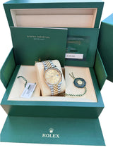 Rolex Datejust 36mm Yellow Gold Steel Champagne Index Dial Jubilee Watch 126233