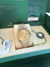Rolex Datejust 36mm Yellow Gold Steel Champagne Index Dial Jubilee Watch 126233