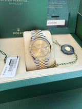 Rolex Datejust 36mm Yellow Gold Steel Champagne Index Dial Jubilee Watch 126233