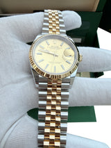 Rolex Datejust 36mm Yellow Gold Steel Champagne Index Dial Jubilee Watch 126233