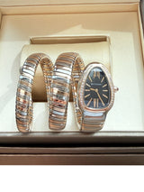 Bulgari Serpenti Tubogas 18K Rose Gold Double Spiral Black Dial Watch 102099