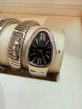 Bulgari Serpenti Tubogas 18K Rose Gold Double Spiral Black Dial Watch 102099