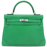 Hermes Kelly Ghillies 32 Bamboo Togo Swift Leather Palladium Hardware Handbag