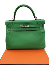 Hermes Kelly Ghillies 32 Bamboo Togo Swift Leather Palladium Hardware Handbag