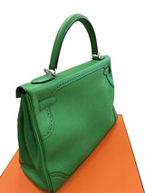 Hermes Kelly Ghillies 32 Bamboo Togo Swift Leather Palladium Hardware Handbag