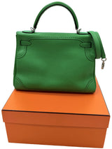 Hermes Kelly Ghillies 32 Bamboo Togo Swift Leather Palladium Hardware Handbag